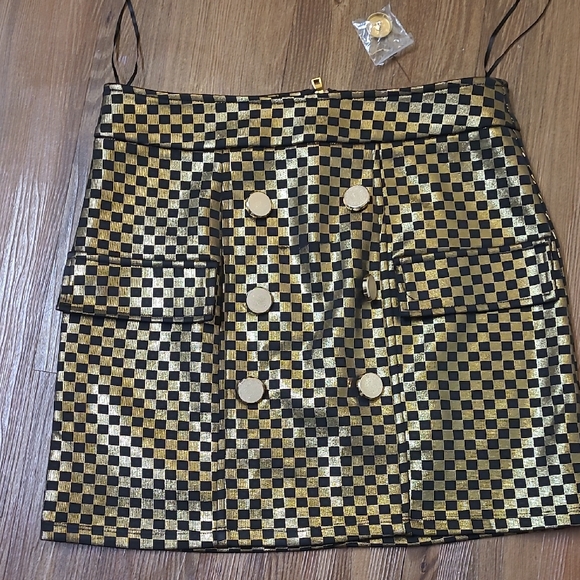 AKIRA Metallic Checkered Mini Skirt - Picture 1 of 10